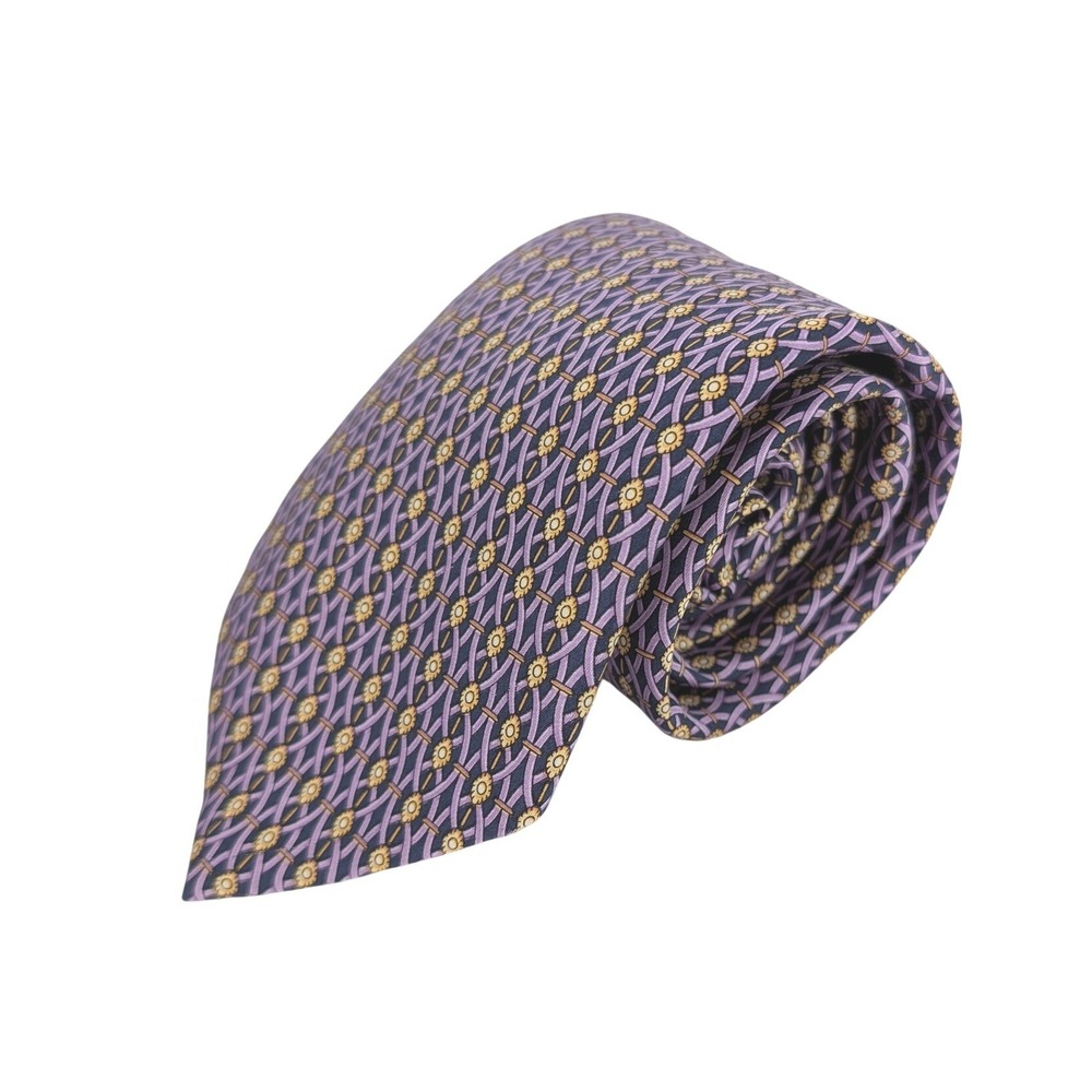John W. Nordstrom Silk Tie Mens‎ Purple Gold Geometric Italy Luxury Heritage